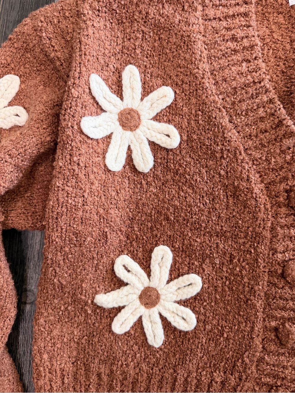 NWT Altar’d State Rust Daisy Cropped Cardigan Sweater Women’s Size Medium - Picture 2 of 5